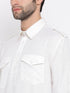 Men's Cream Cotton Blend Pathani Suit Set